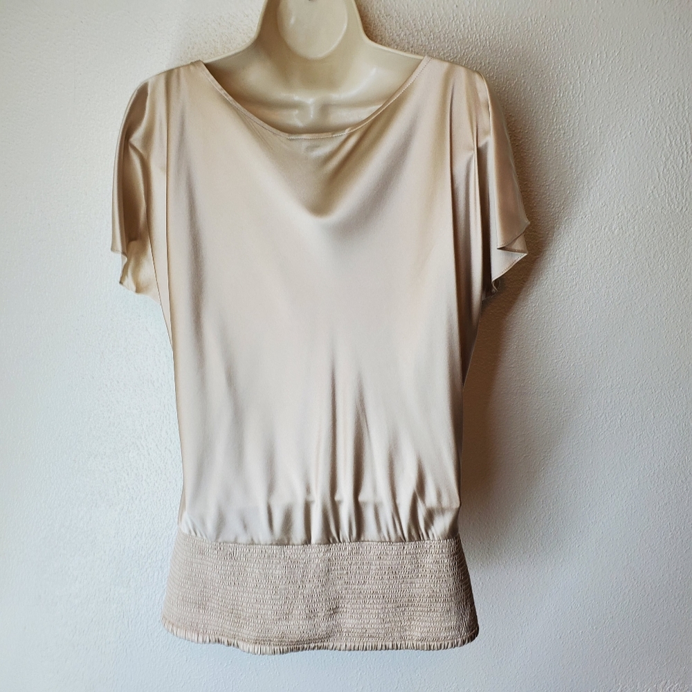 White House Black Market Silk Stretch Cream Top - Picture 7 of 7